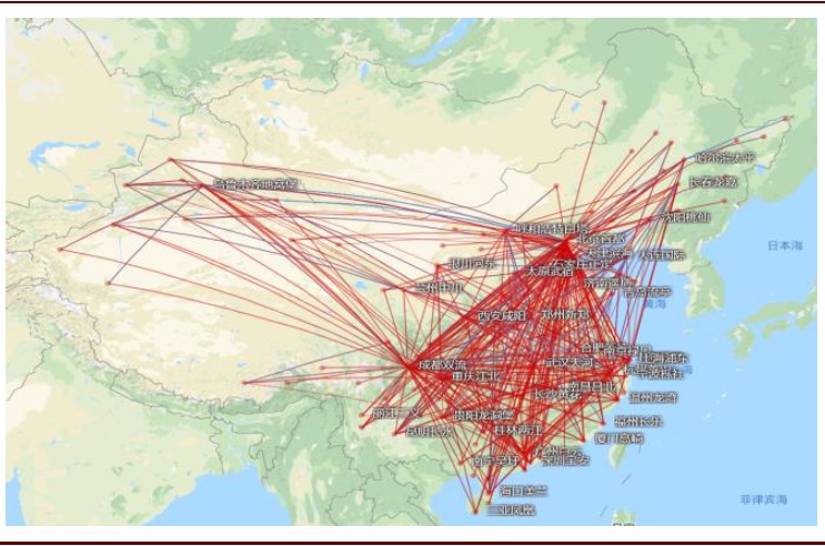 图表: 截至2019年中国国航境内航线网络